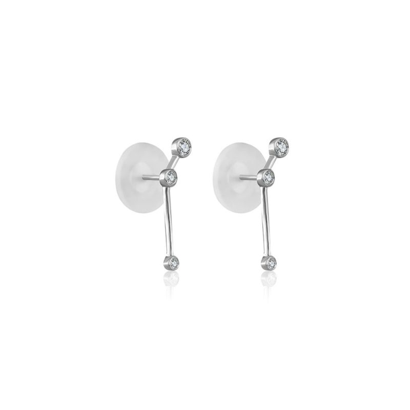 Aries Zodiac Constellation Earring 18K White Gold & Diamond image