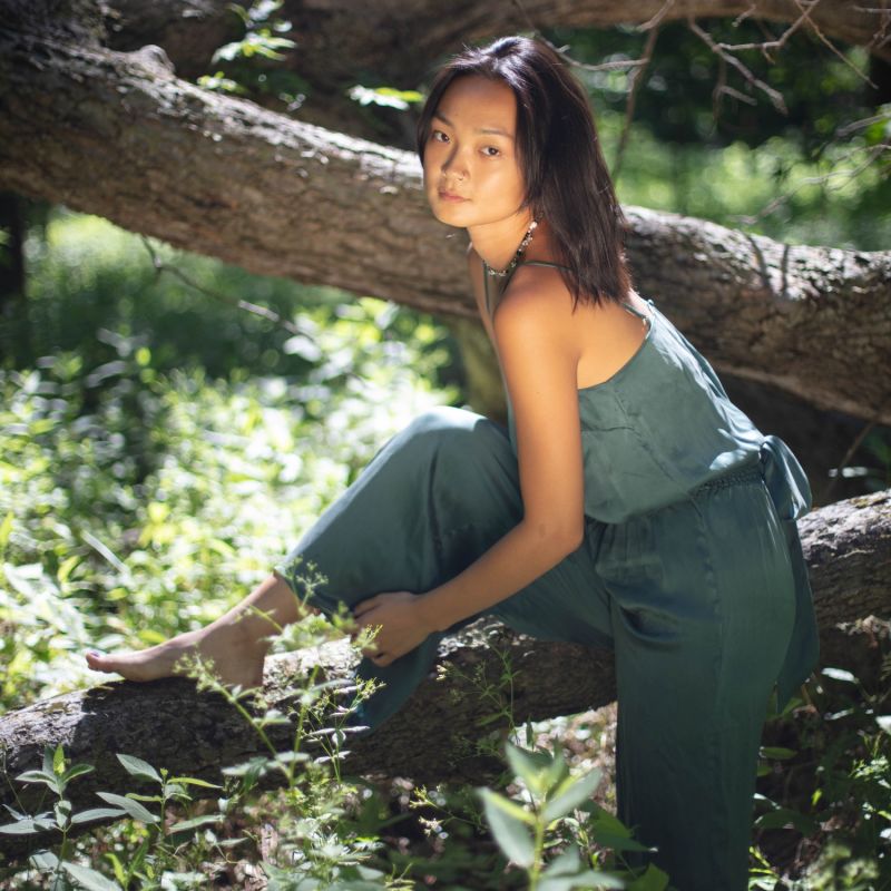 The Flowered Milkweed Jumpsuit - Green image