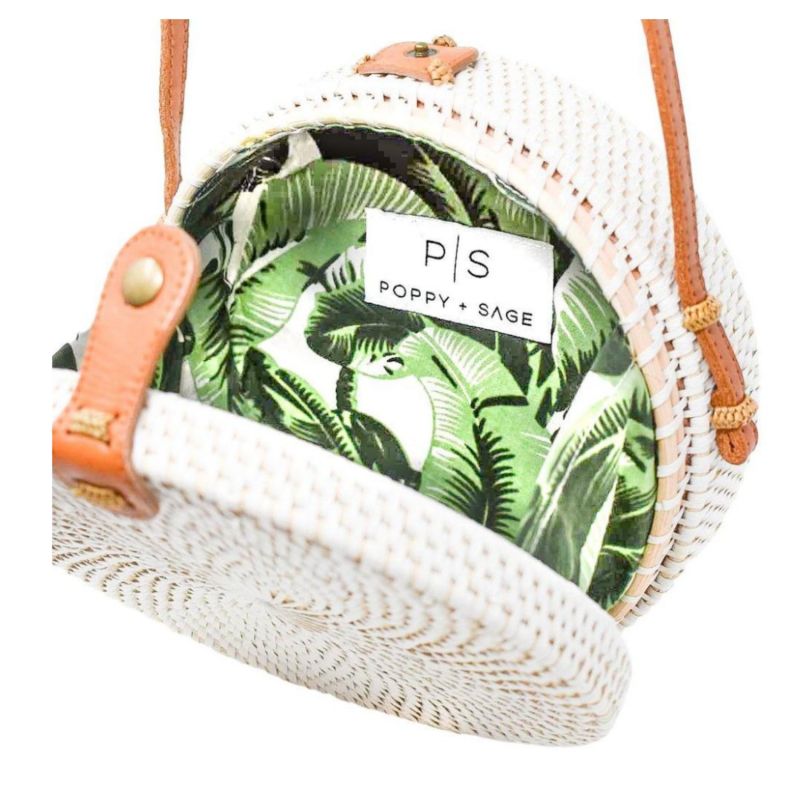 White Rattan Camilla Bag - Palm Leaf image