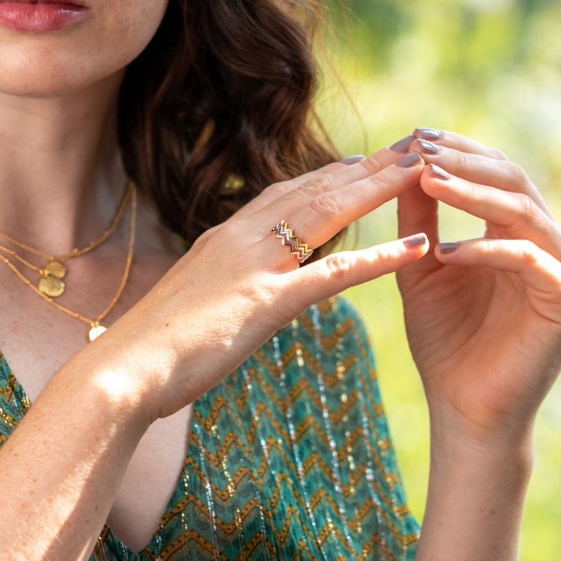 Rose Gold Stacking Ring Contemporary Zigzag Design image