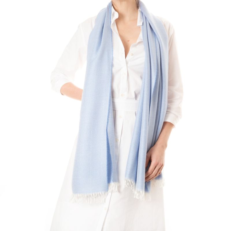 Marquee Azure Herringbone Cashmere & Silk Stole image