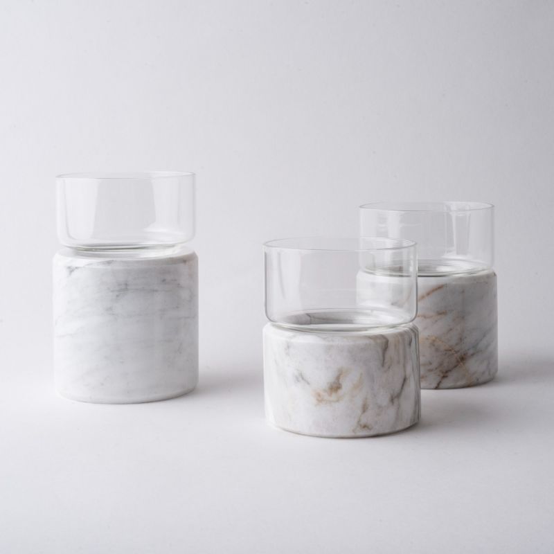 Santuario Candle Holder Set - White Marble image