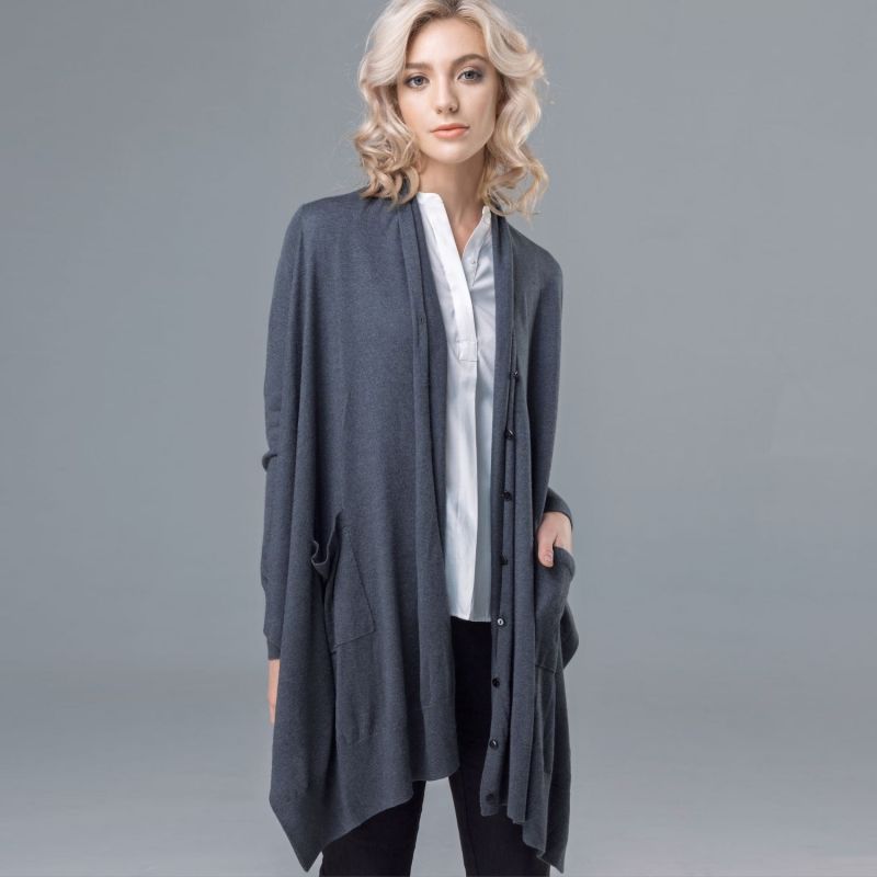 Avoir Charcoal Cashmere Silk Wrap Cardigan image