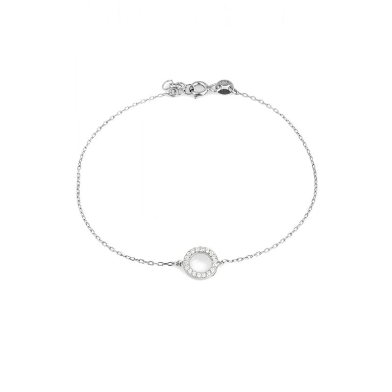 Circle Bracelet & Circle Drop Earring Set In Sterling Silver image