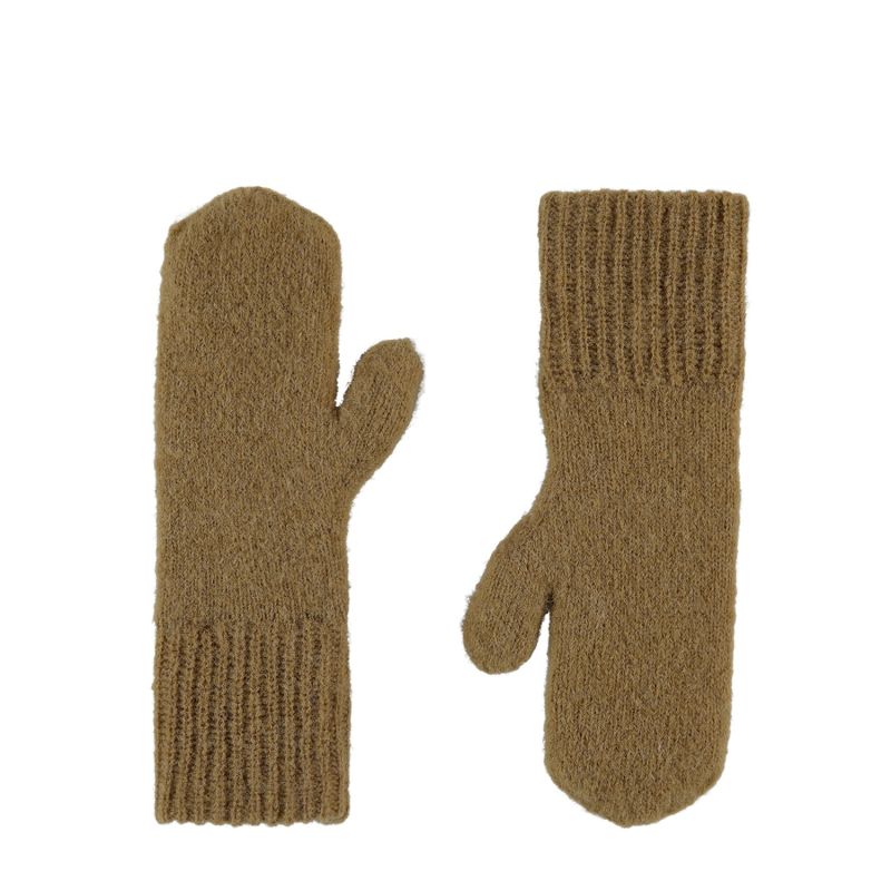 Knitted Mittens Sand Alpaca Wool image