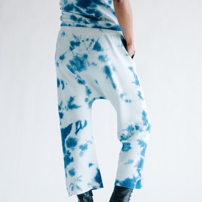 Cashmere Jogger Pants - Indigo Shibori Tie Dye image
