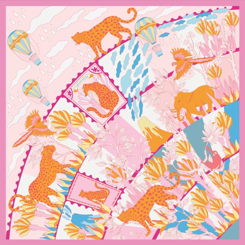 Double Sided Silk Scarf Of Around The World image