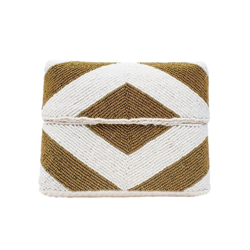 Zoe Beaded Clutch - Gold  White image