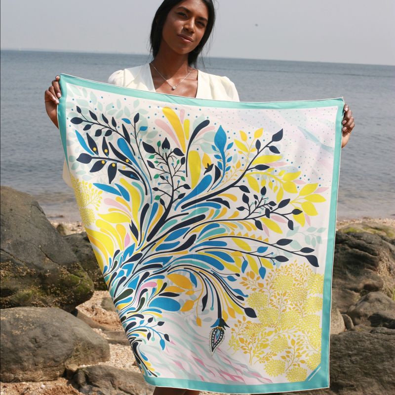 Silk Scarf Of Sunset In Blue image