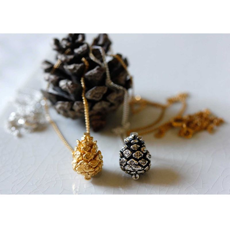 Baby Pine Cone Necklace - Silver image