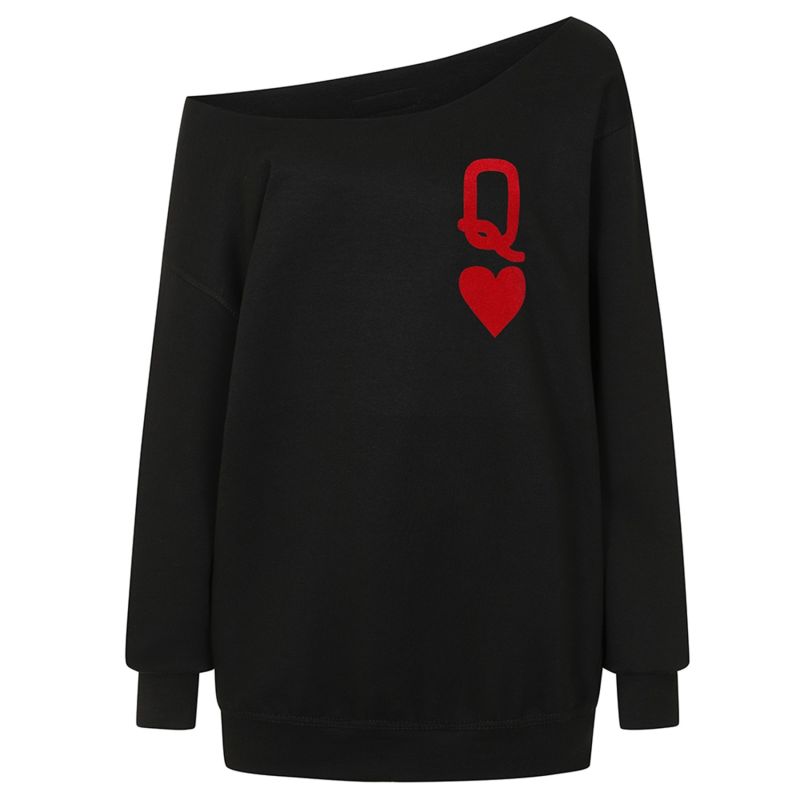 Queen Of Hearts Oversized Sweatshirt In Black & Red James Steward