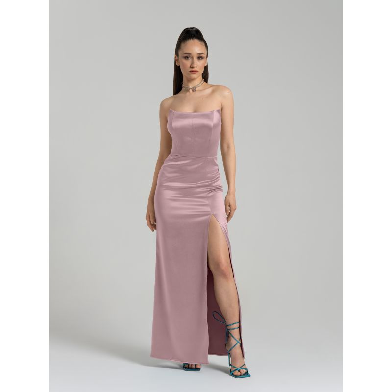 Queen Of Hearts Satin Maxi Dress - Soft Pink image