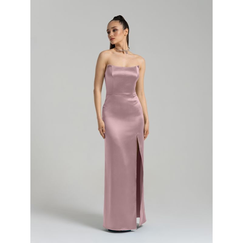 Queen Of Hearts Satin Maxi Dress - Soft Pink image