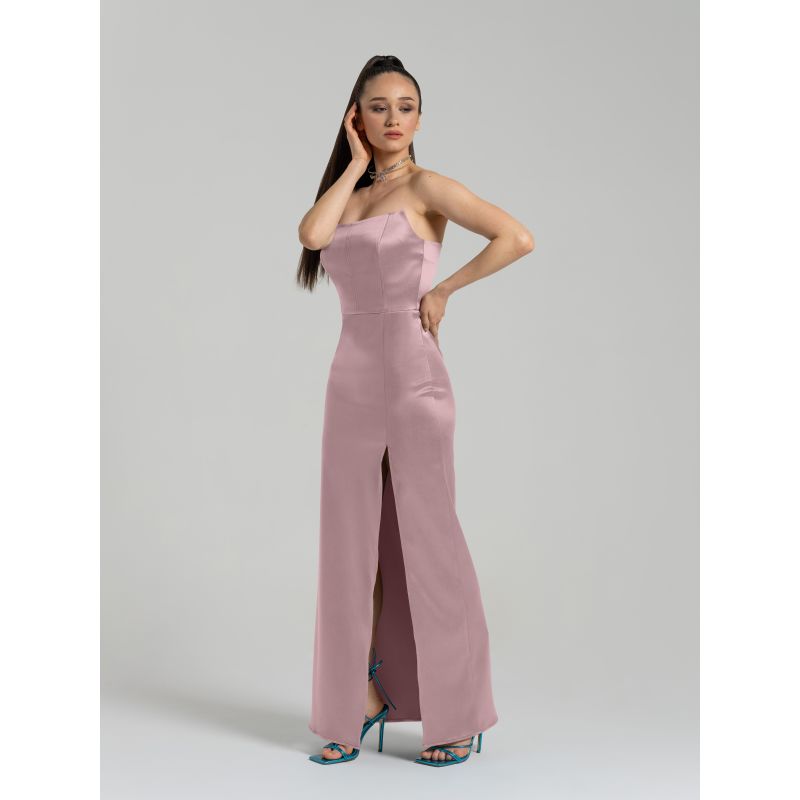 Queen Of Hearts Satin Maxi Dress - Soft Pink image