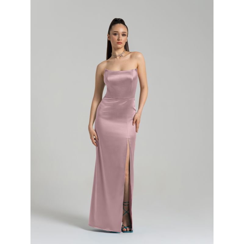 Queen Of Hearts Satin Maxi Dress - Soft Pink image