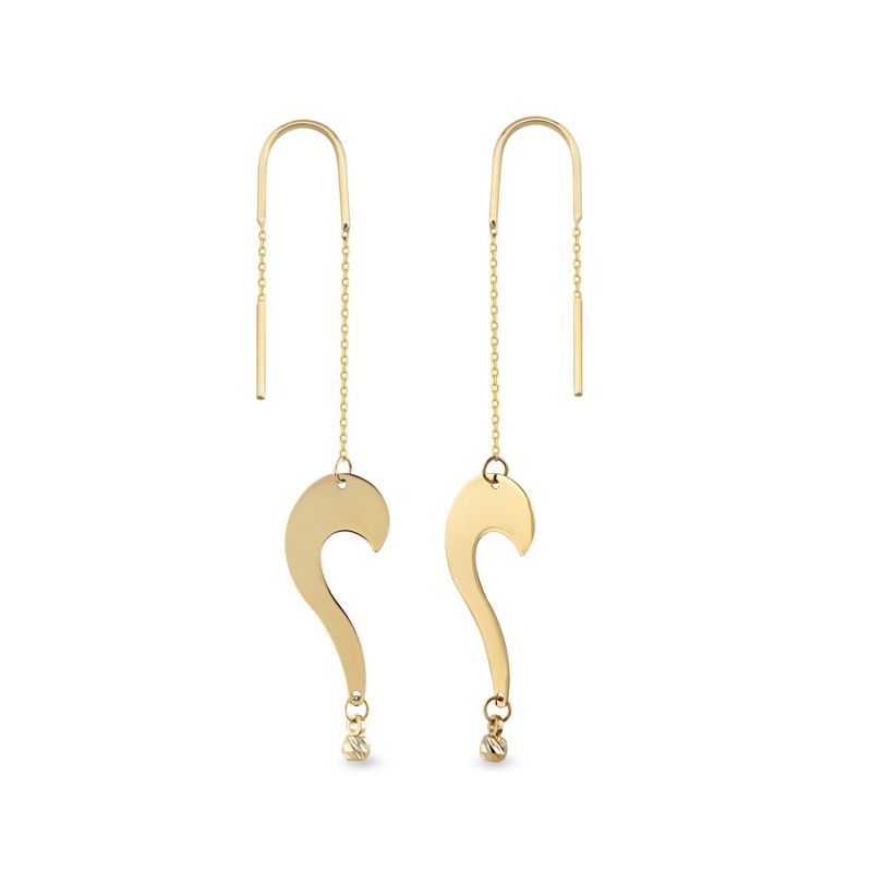 Q Mark Threader Gold Earrings image