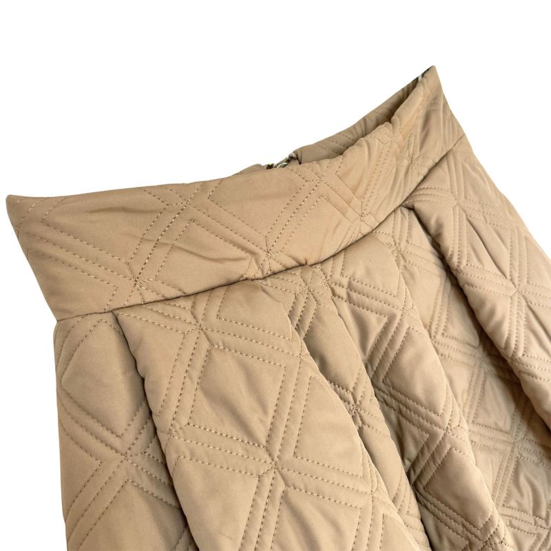 Quilted Puffer Midi Skirt In Beige image