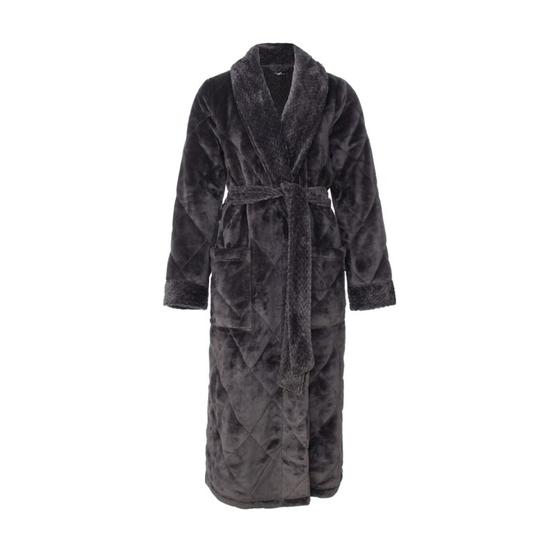 Quilted Velour Robe In Raven image