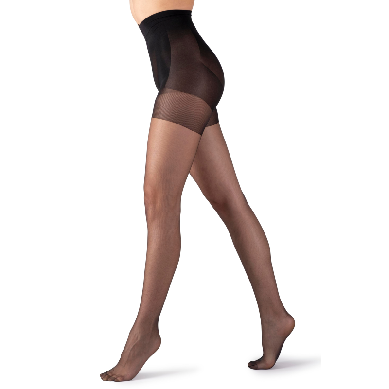 Italian Made Matte Silk Sheer Ultra X Shape Tights - Black image