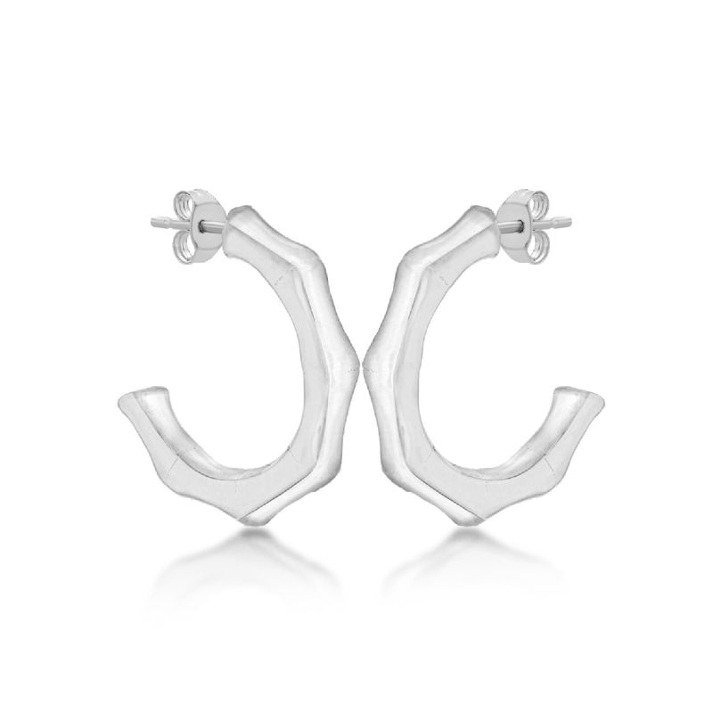 Sterling Silver Bamboo Hoop Earrings image