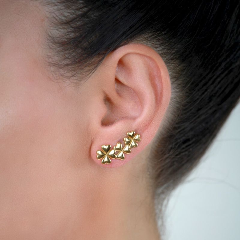 18K Gold Vermeil Lucky Leaf Earrings image