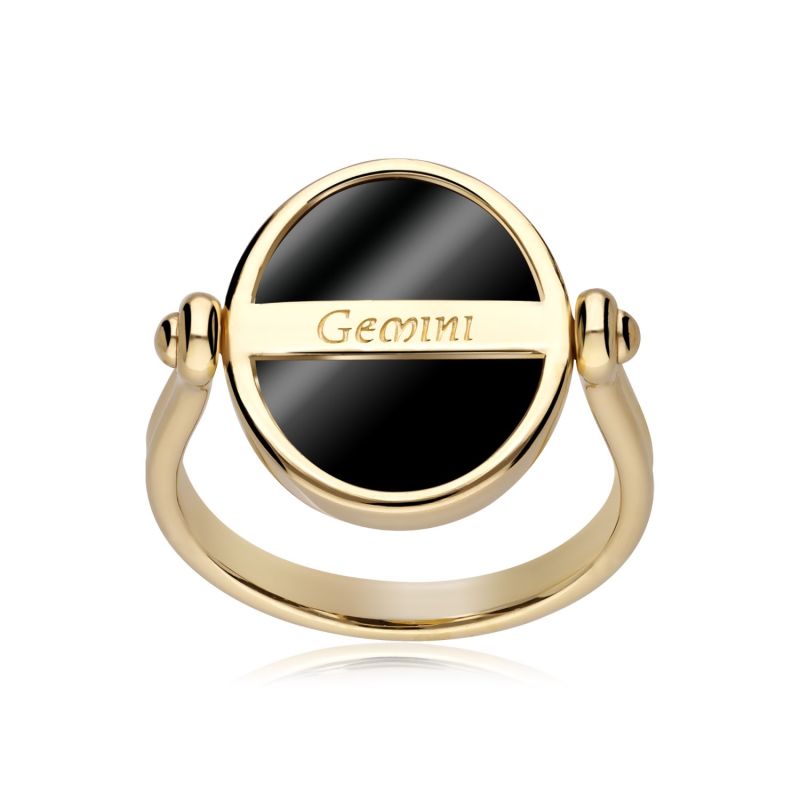 Zodiac Gemini Flip Ring In Gold | Plated Wolf Badger Gemondo Silver & 