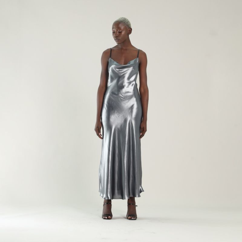 Satin Glitter Dress Silver SAVANNA Wolf & Badger