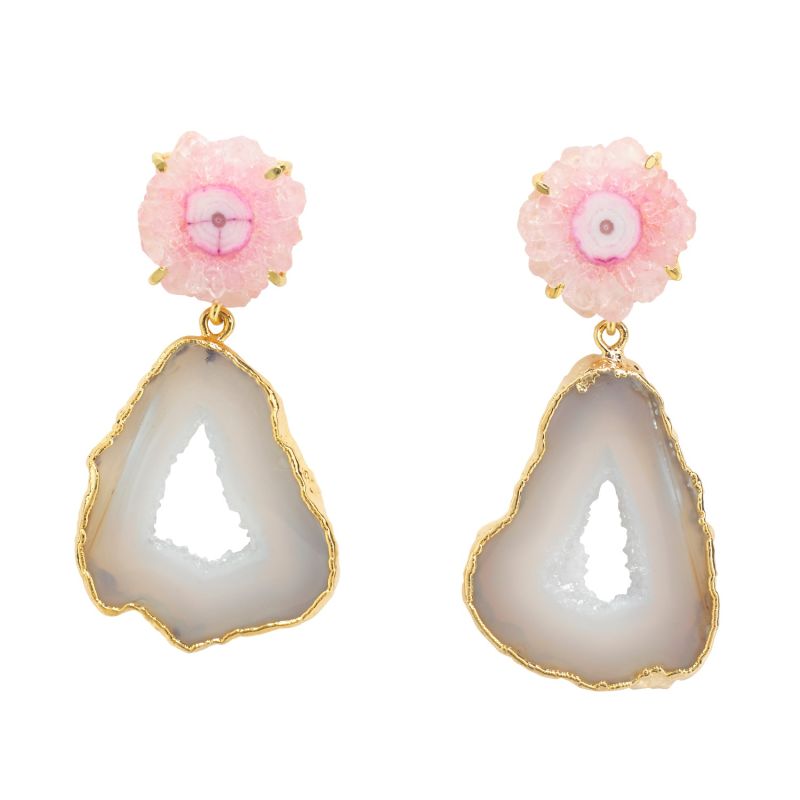 Blush White Crystal Gemstone Gold 'Summer Love' Earrings image