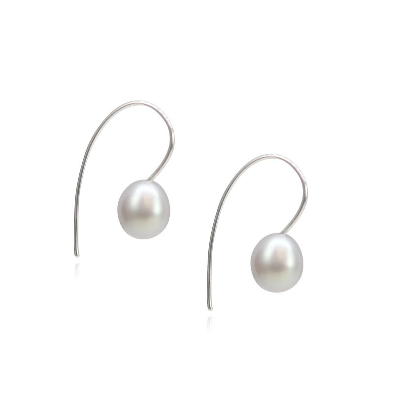 Silver Grey Pearl Drop Earrings image