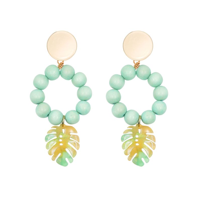 The Lola Tropical Leaf Turquoise Earrings image