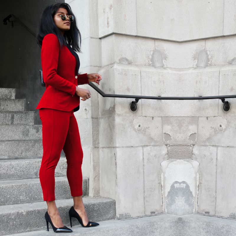 A Rebellious Leggings Stretch Suit -Crimson image