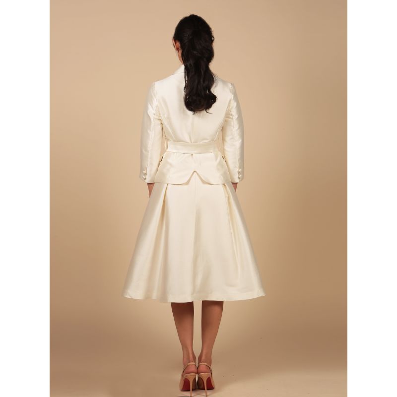 PUTEARDAT Silk Dresses Winter Coat White Cotton Dress,Cheap