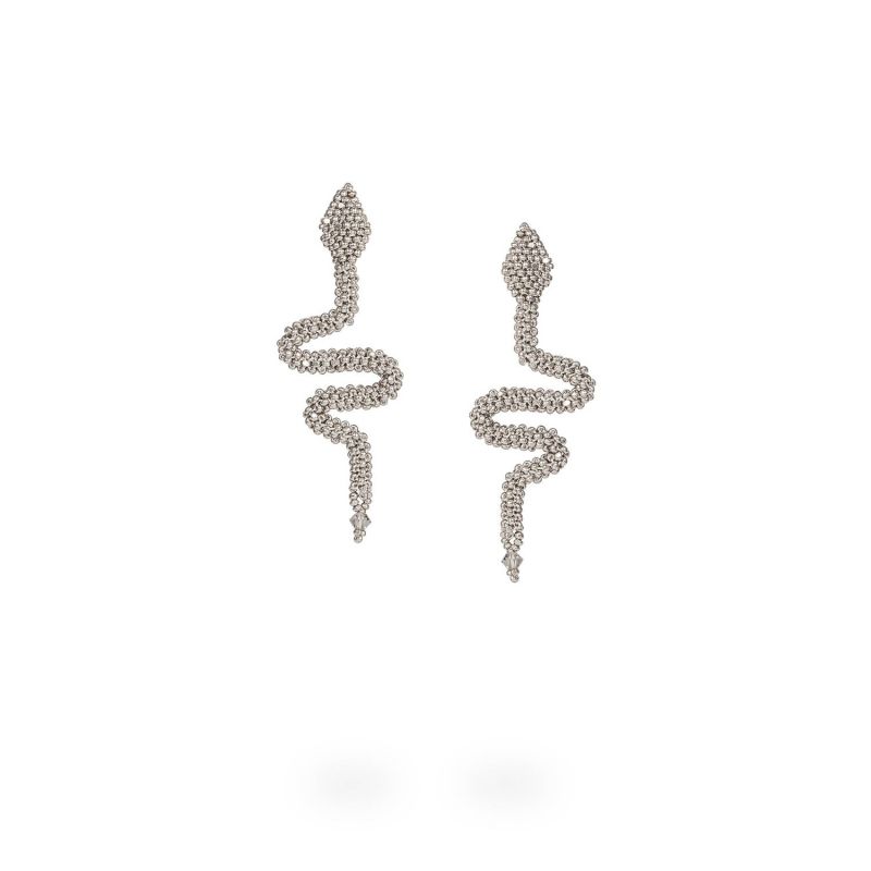 Mini Snake Earrings - Platinum image