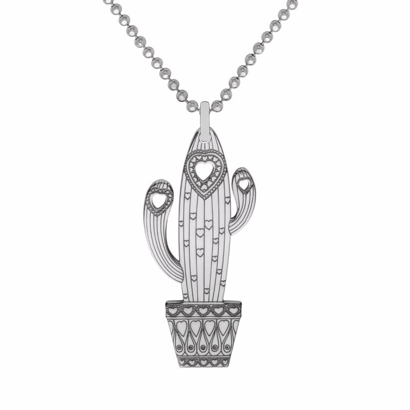 Medium Silver Carrie The Cactus Pendant Necklace image