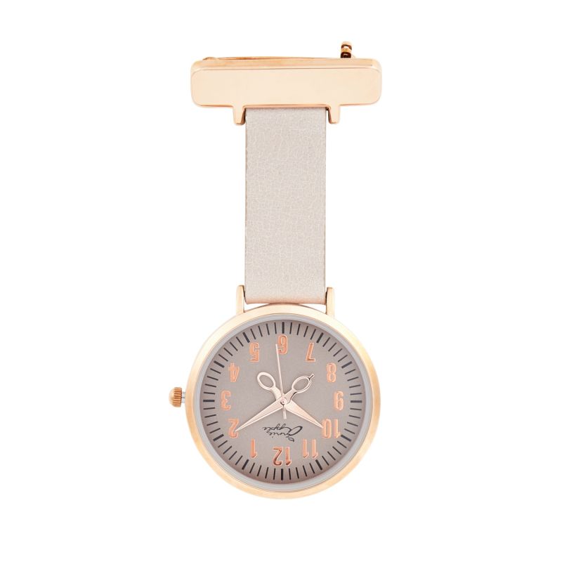 Annie Apple Rose Gold/Grey Leather Nurse Fob Watch Numeral Dial image