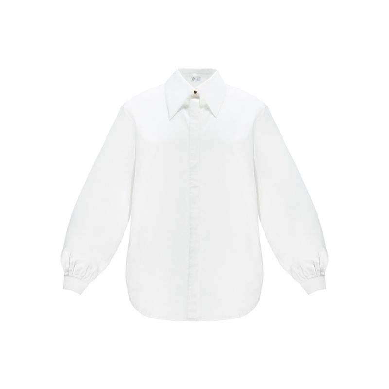 Prague Organic Cotton Poplin Collar Shirt In Cloud White image