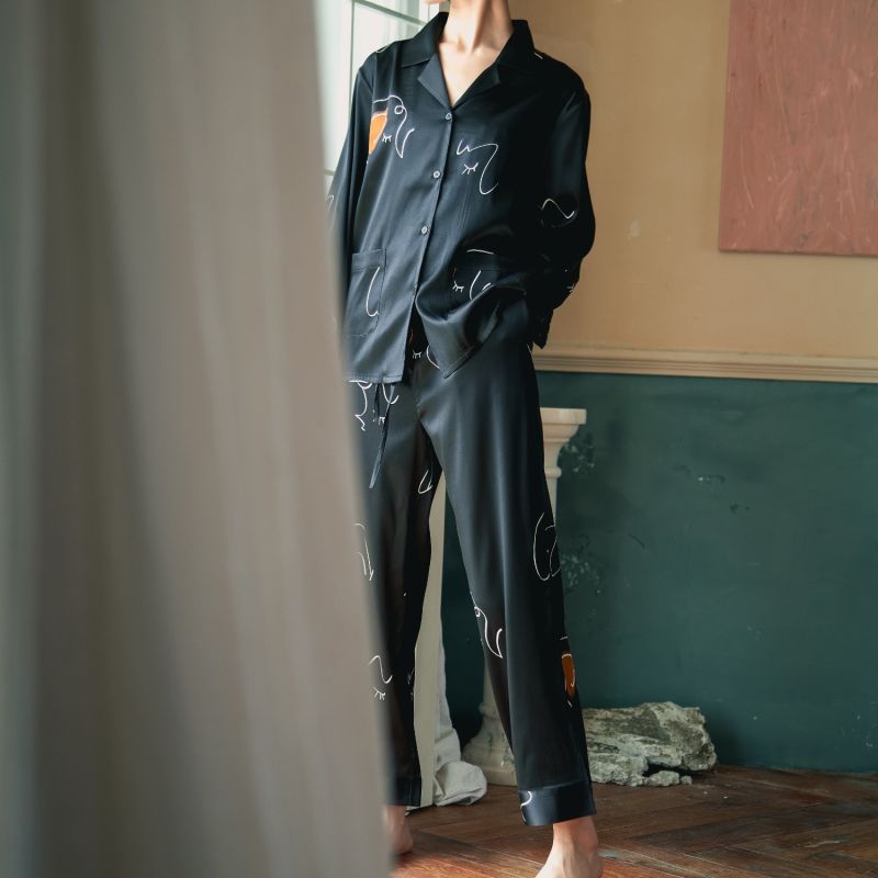 The Dream Long Pajamas 2-Piece Set - Black image