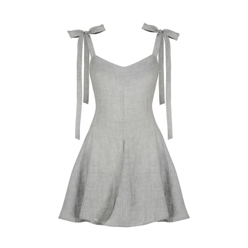 Kaya Mini Linen Dress In Nobel Gray image