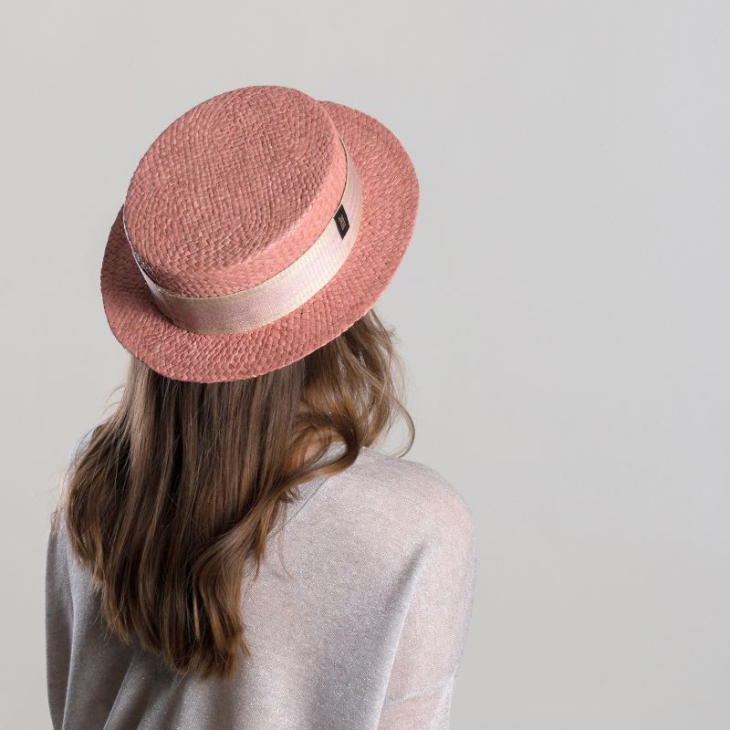Funtastic Pink Raffia Straw Boater Hat SIBI Hats Wolf & Badger