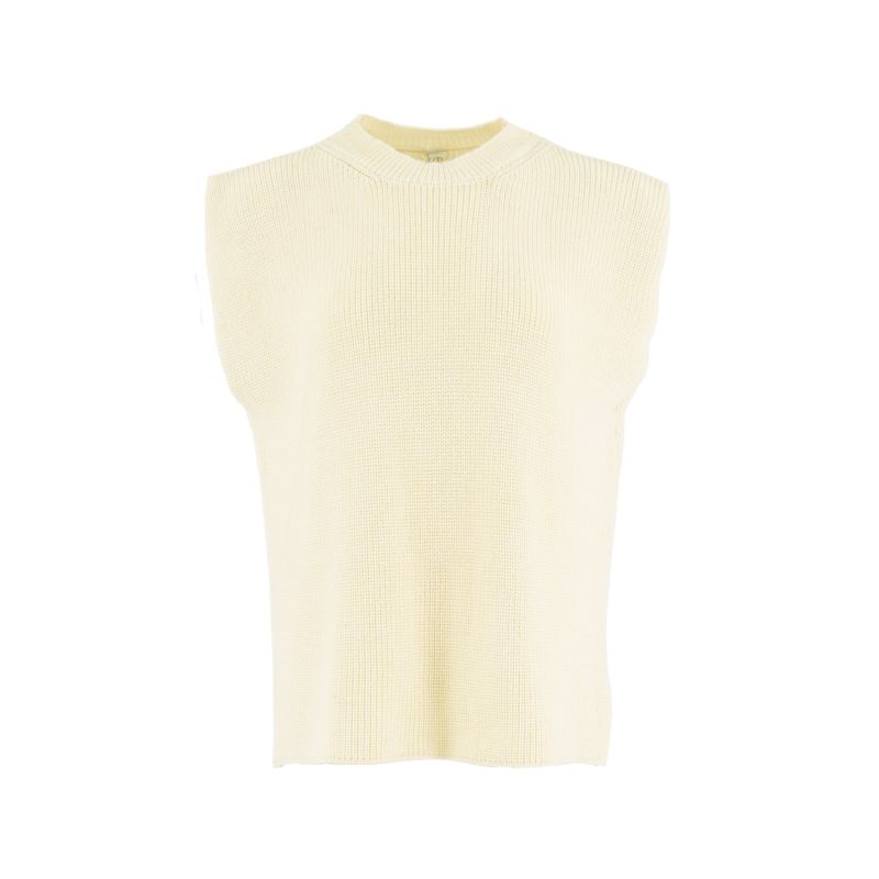 Napoli High Neck Knitted Top In Porcelain White image