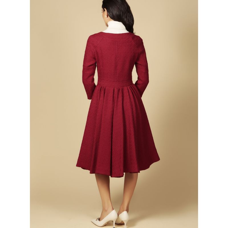 'Lady' Italian Wool Swing Dress Coat In Rosso image