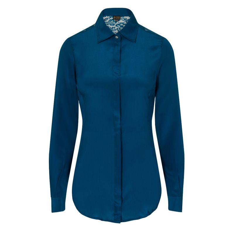 Teal Fitted Silk Shirt image