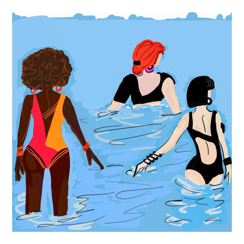 Girls At The Beach  Art Print image