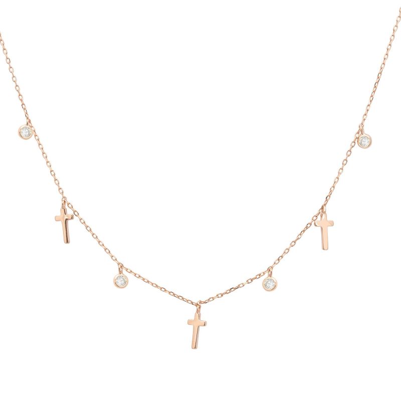 Crosses & Sparkles Choker Necklace Rosegold image