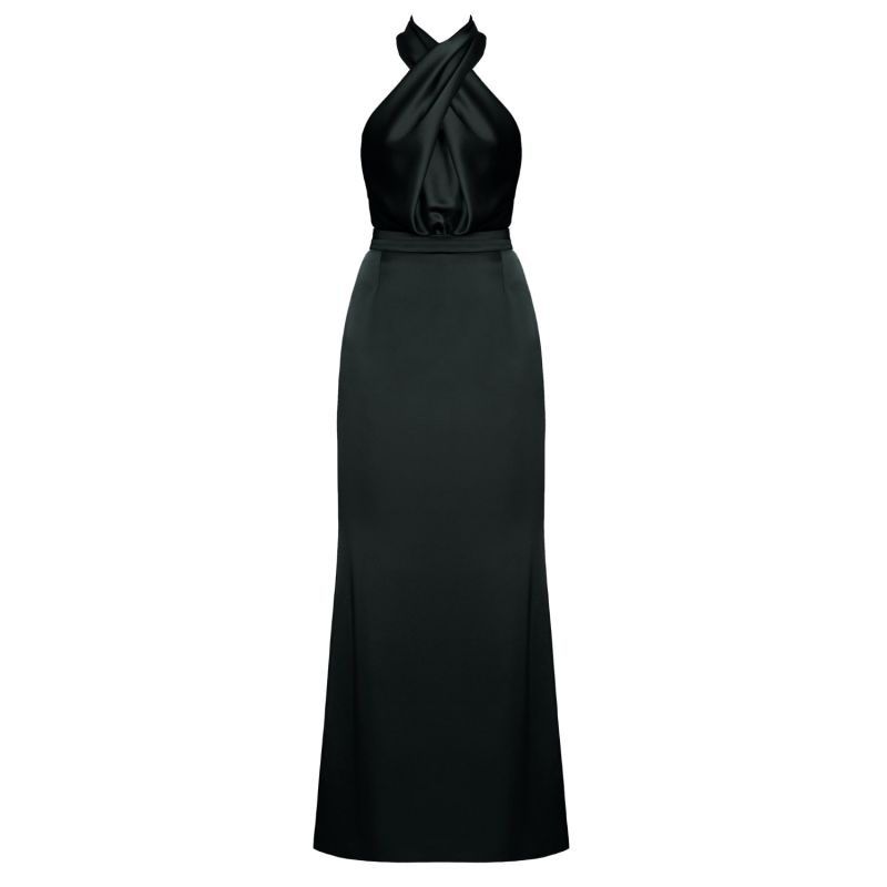 Aliur Long Black Satin Evening Dress | UNDRESS | Wolf & Badger