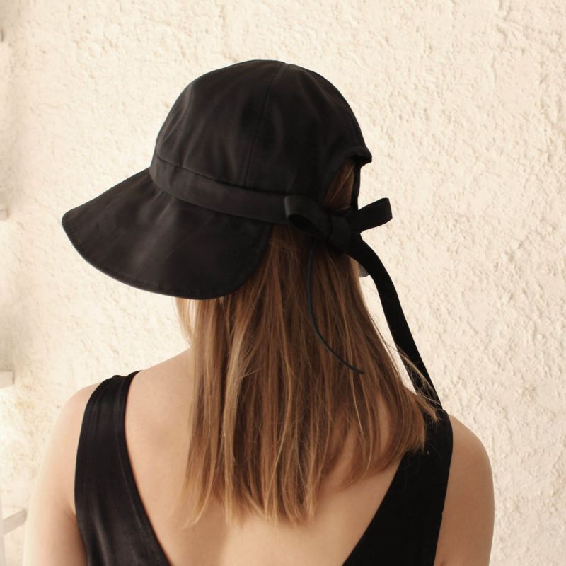 Black Cotton Hat With Back Tying image