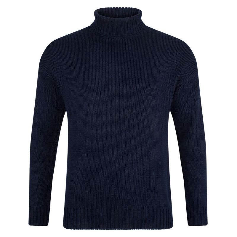 Mens Cotton Submariner Roll Neck Arthur Jumper - Navy image