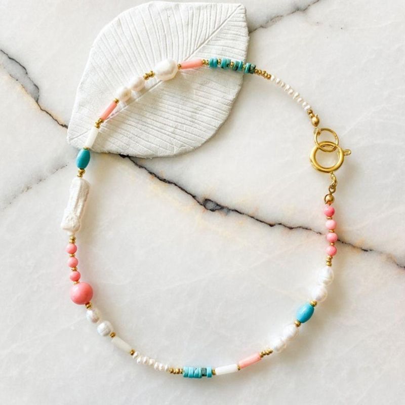 Marissa Natural Pearl Coral & Turquoise Necklace image