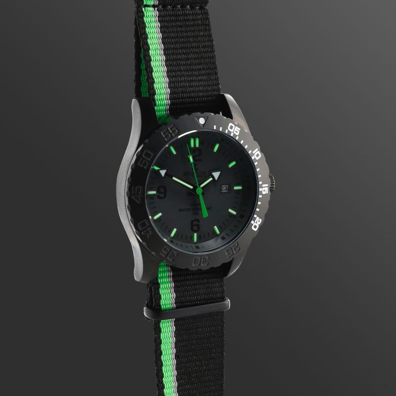 Bermuda Watch Co Stovel Bay Black & Green Nylon Gtls Watch image