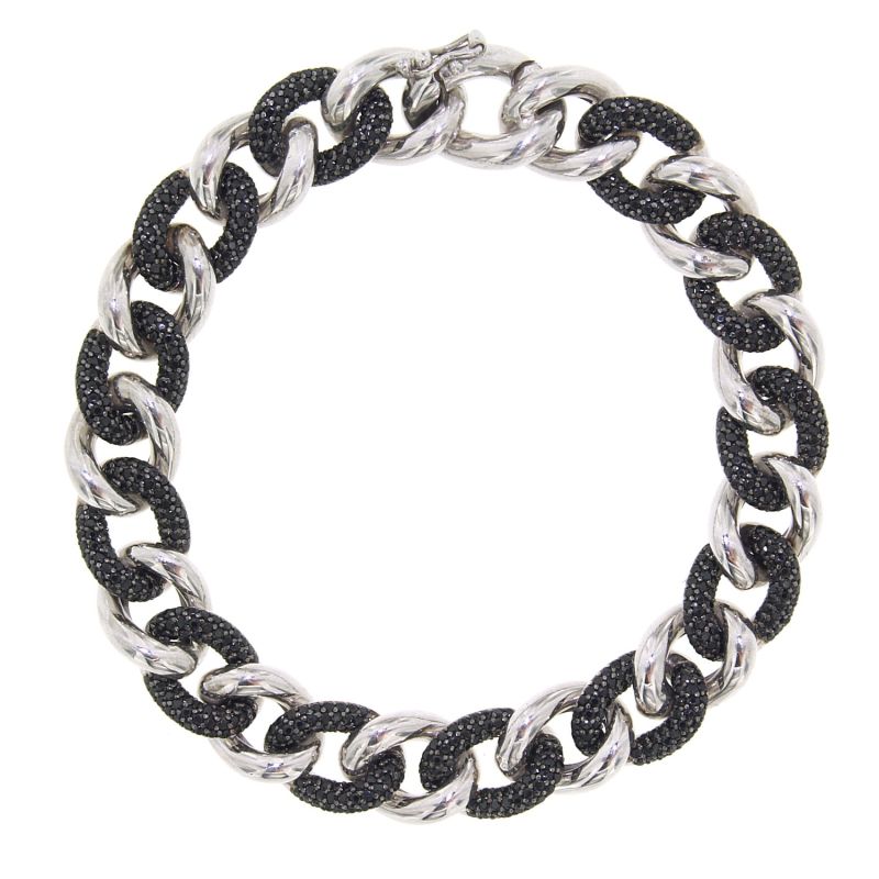 Sterling Silver Essential Black & White Link Bracelet image